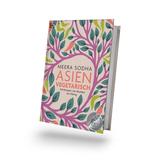 Asien vegetarisch von Meera Sodha mit asiatischem Schriftzug und buntem Baum auf dem Cover.