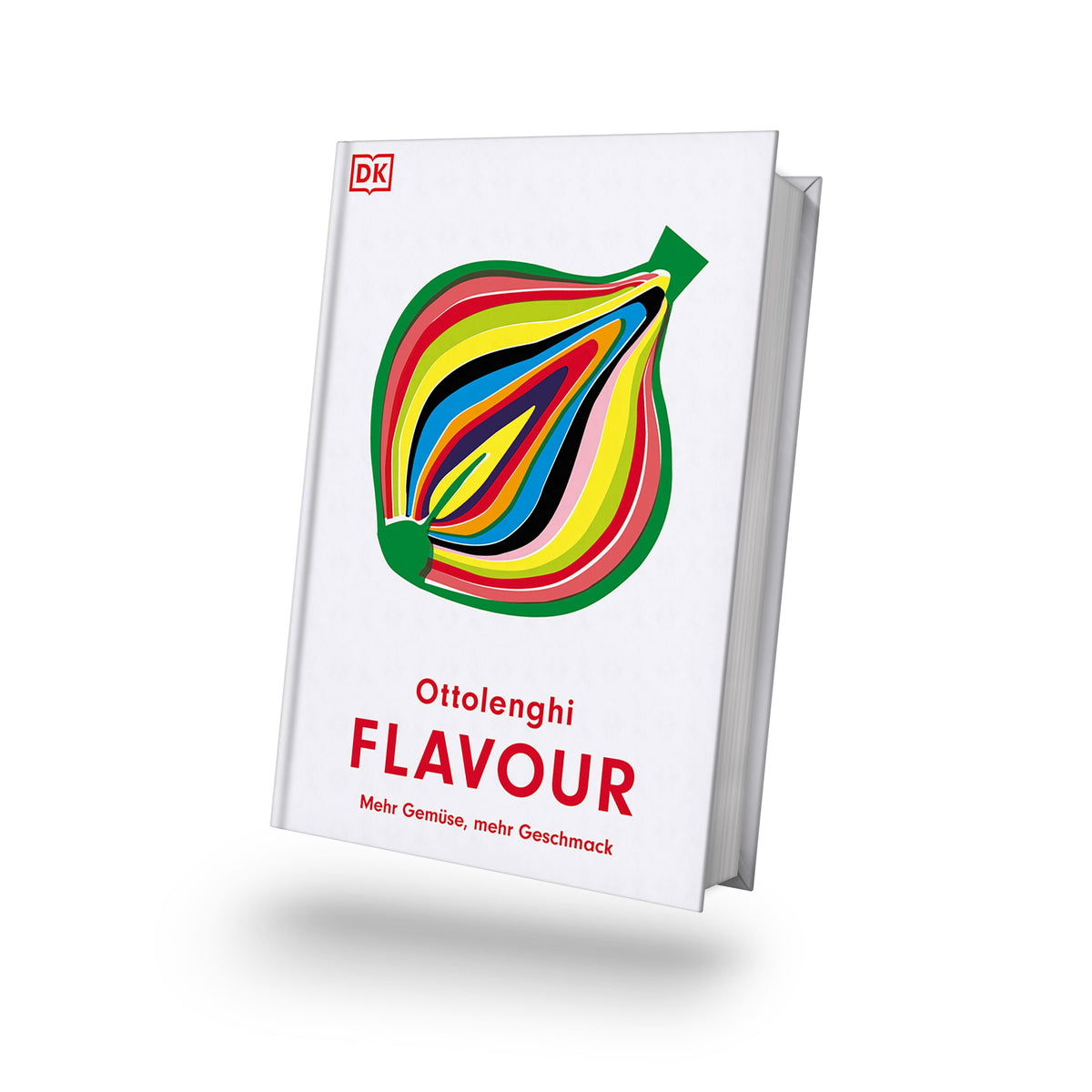 Ottolenghi Flavour Buch mit farbenfrohem Gemüse auf dem Cover und abgebildeten Gemüserezepten.