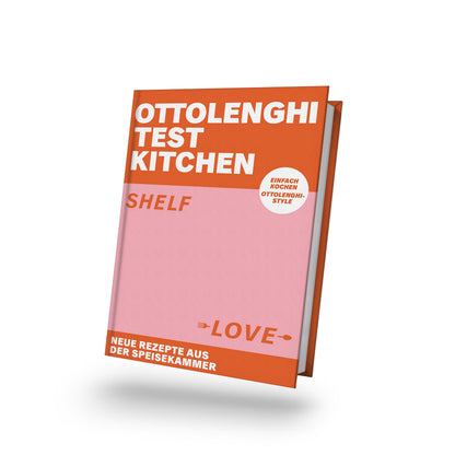 Ottolenghi Test Kitchen: Shelf Love auf pink-orangefarbenem Cover mit Vorratsregal-Rezepten.