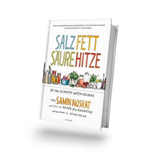 Auf dem deutschen Cover von Salz Fett Säure Hitze steht das Wort Salz.