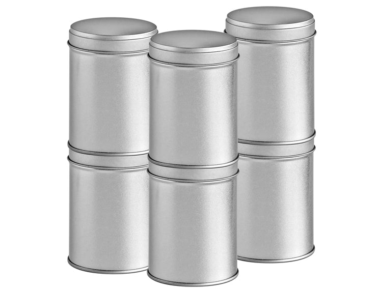 24 Gewürzdosen mit Aromadeckel im 24er Pack, nebeneinander stehend, Deckel sichtbar.