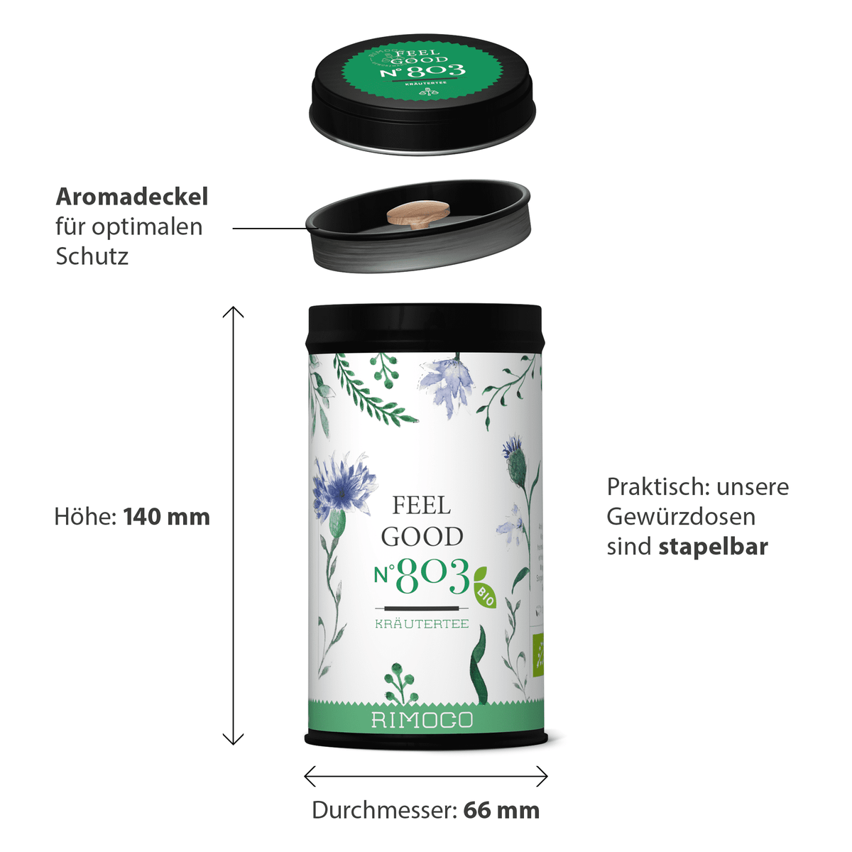 Bio Kräutertee Feel Good von RIMOCO mit aromatischem Deckel, Mischung aus Fenchel und Anis.
