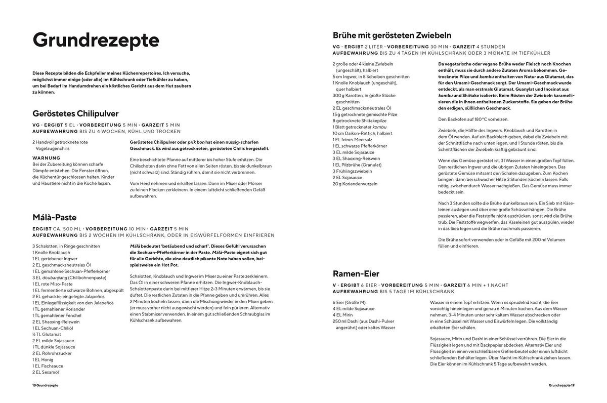 Deutsche Webseite mit Bereichen für Ramen, Bowls & Dumplings, asiatische Rezepte, Miso-Paste, Röstzwiebeln.