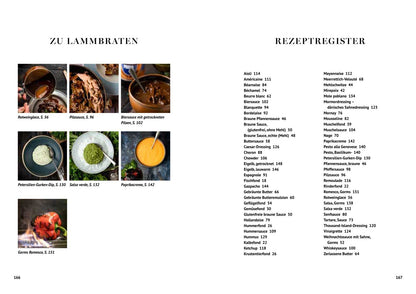 Saucen-Kochbuch mit deutschen Rezepten für Saucen und Lammgerichte, dazu ein Rezeptverzeichnis.