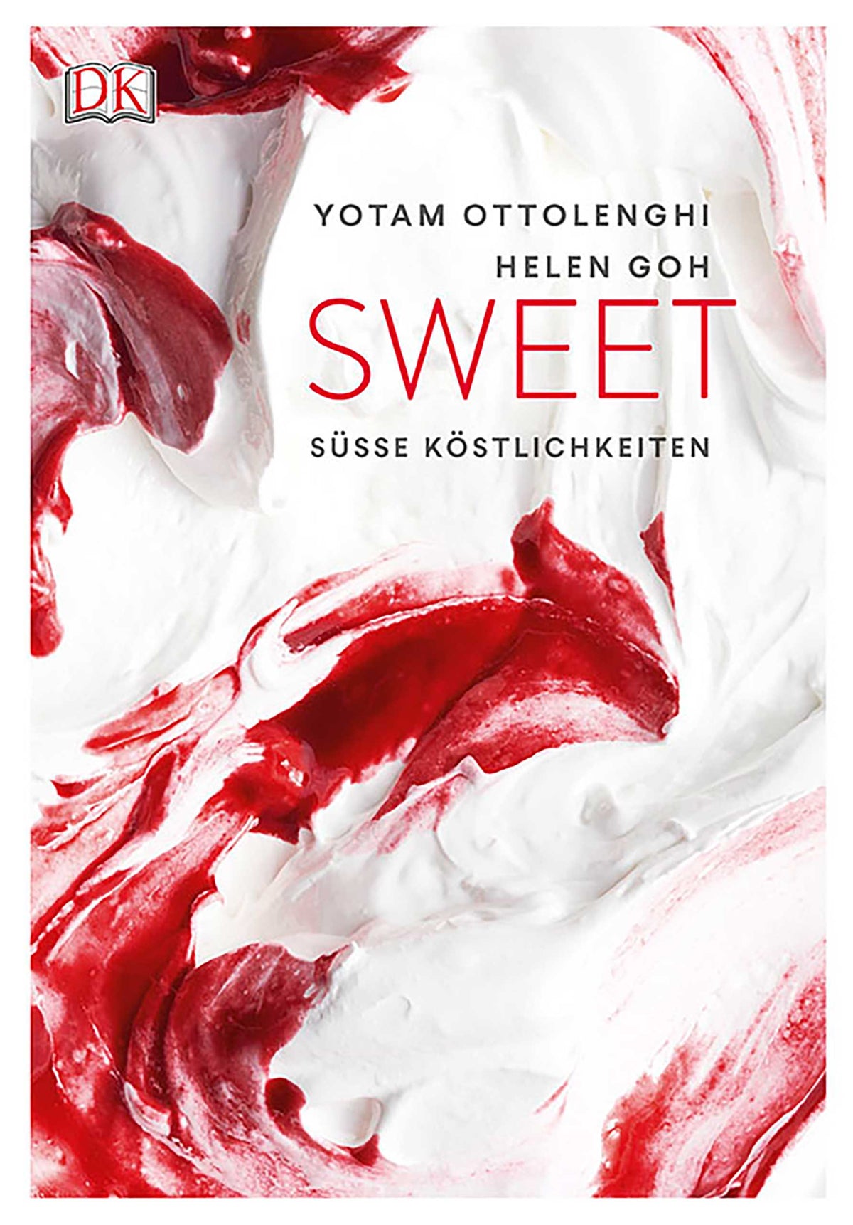 Roter und weißer Wirbel auf Geschenkset Ottolenghi Sweet von Yotam Ottolenghi und Helen Goh.